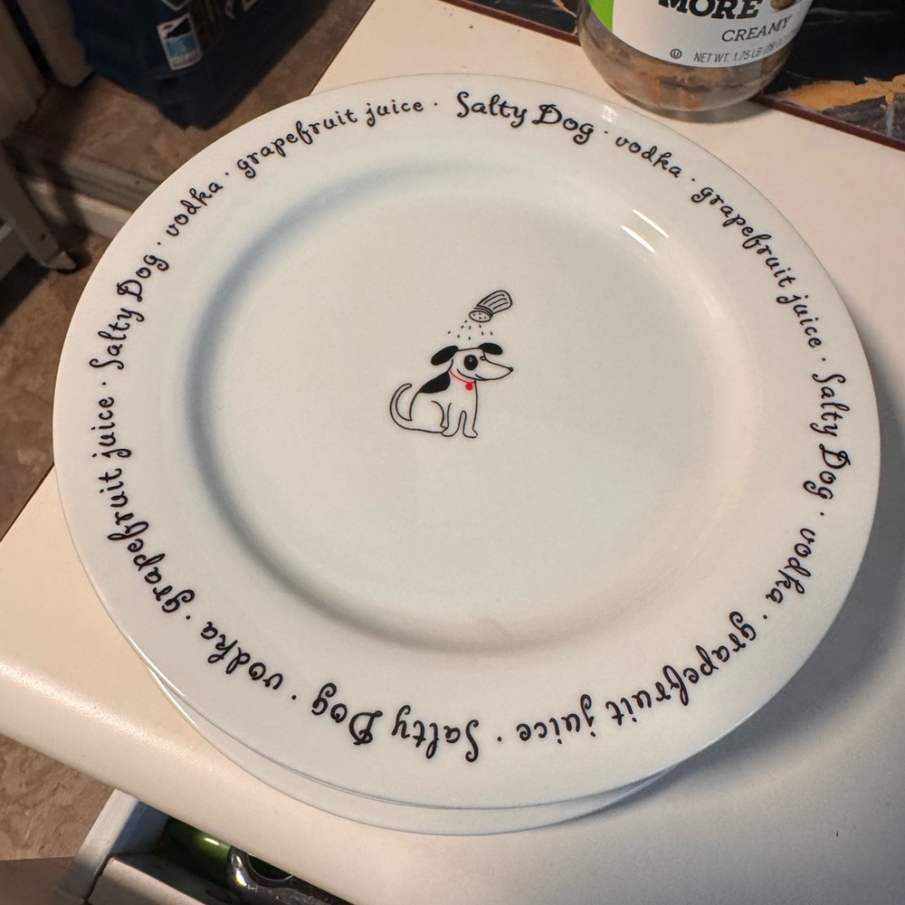 Pottery Barn Set of 7 Like New Bar Lingo Side Plates